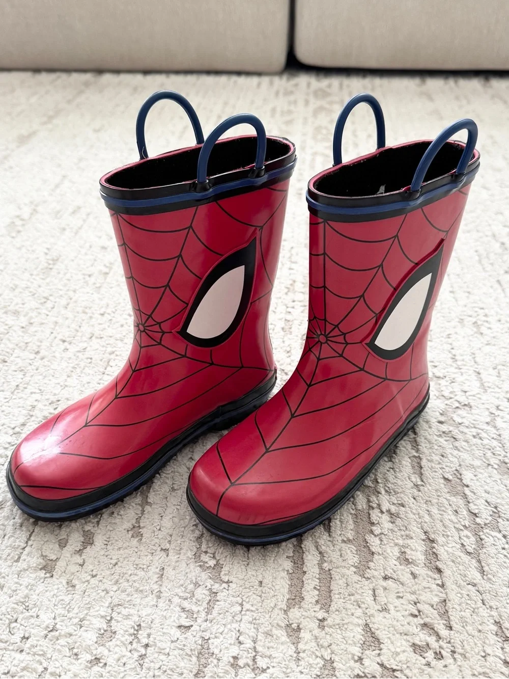 Marvel Kids Red Spider-Man Rain Boots with Blue Trim